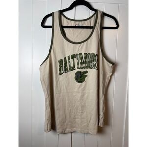New Era Baltimore Orioles Tank Top Tan Olive Green Baseball MLB Women's XXL‎